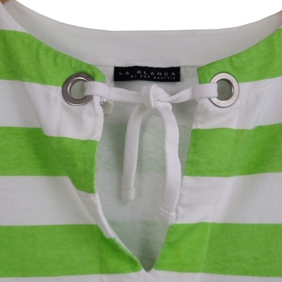 La Blanca by Rob Beattie Miami V-Neck Lime Green Striped Swim Cover Up - Picture 3 of 8